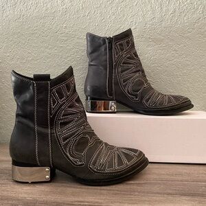 Jeffrey Campbell Black Heeled Boots with Silver Accents